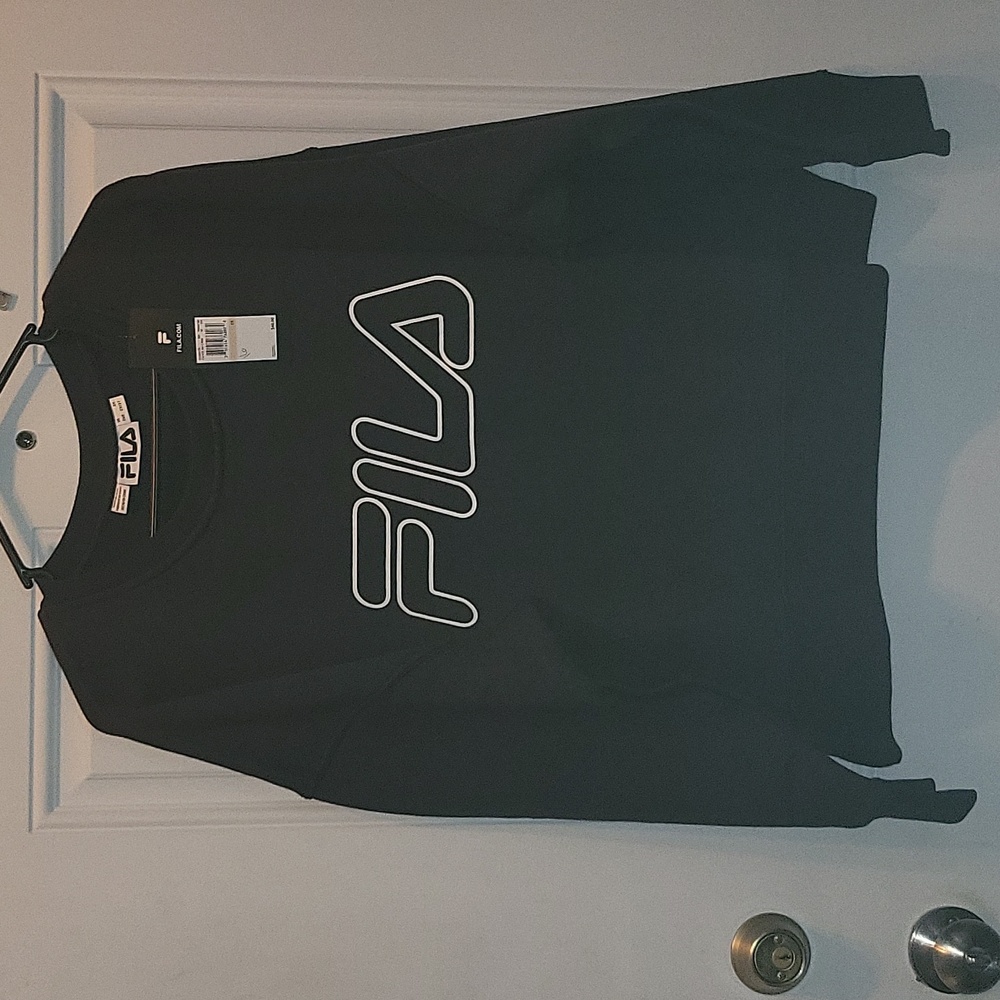 Fila Woman's Catch Me Crew Neck Cropped Sweatshirt Black & White Size 2x NWT